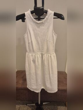Madewell White Sleeveless Ruffle-Trim Dress